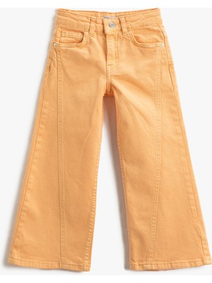 Bol Paça Kot Pantolon Dikiş Detaylı Cepli - Wide Leg Jean