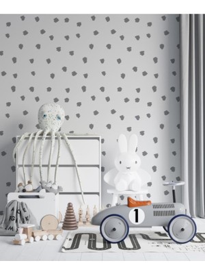 Lizpo Decor Trend Fırca Dokunuş Duvar Sticker Bebek ve Çocuk Odası Dekoratif Duvar Çıkartma Sticker Gri 315ADT