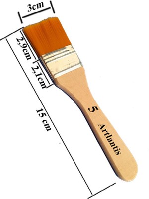 Artlantis Sentetik İpek Uçlu Zemin Fırçası No:5 3 cm Doğal Renkli Akrilik Guaj Yağlı Boya Fırçası