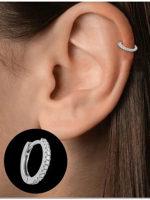 Ares Collection Cerrahi Çelik Tam Tur Taşlı Tragus Helix Rook Conch Uyumlu Piercing