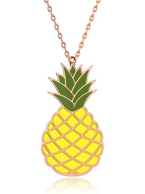 İndigo Takı Mineli Ananas Rose Gümüş Kolye