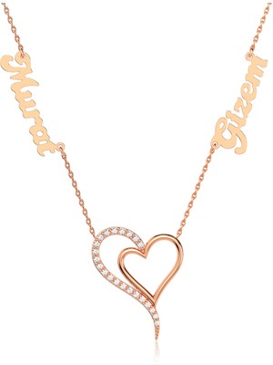 İndigo Takı Isimli Iki Kalp Gümüş Kolye