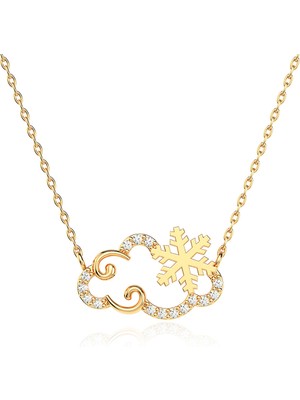 İndigo Takı Bulut Kar Tanesi Altın Kaplama Gümüş Kolye