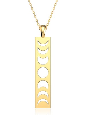 İndigo Takı Sade Ay Döngüsü Altın Kaplama Gümüş Kolye