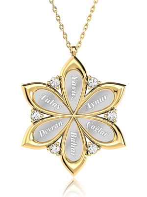 İndigo Takı 6 Isimli Mimoza Çiçeği Altın Kaplama Gümüş Kolye