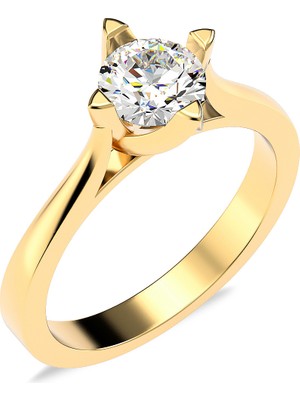 İndigo Takı Üçgen Tırnak Pırlanta Montür Altın Kaplama Gümüş Yüzük