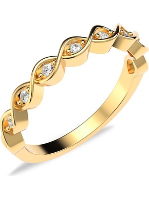 İndigo Takı İnce Örgü Altın Kaplama Gümüş Yüzük