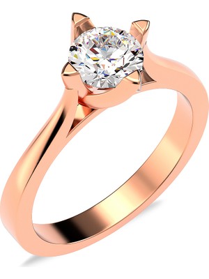 İndigo Takı Üçgen Tırnak Pırlanta Montür Rose Gümüş Yüzük