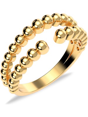 İndigo Takı Sade Sıra Tomurcuk Altın Kaplama Gümüş Yüzük