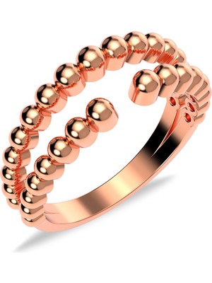 İndigo Takı Sade Sıra Tomurcuk Rose Gümüş Yüzük