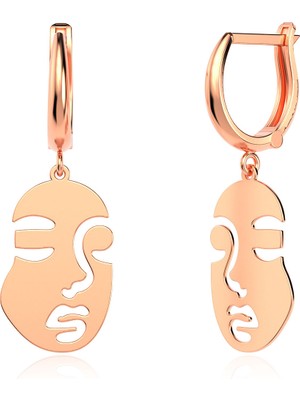 İndigo Takı Sade Kadın Silüeti Rose Gümüş Küpe