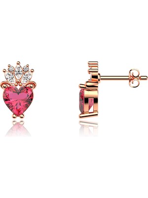 İndigo Takı Kalbimin Tacı Rose Gümüş Küpe