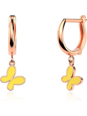 İndigo Takı Mineli Kelebek Rose Gümüş Küpe