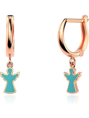 İndigo Takı Mineli Melek Rose Gümüş Küpe