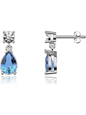 İndigo Takı Aqua Damla Taşlı Gümüş Küpe