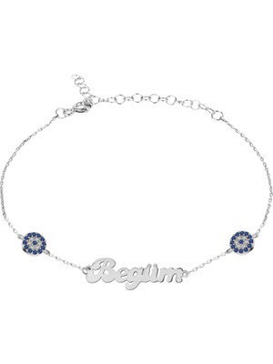 İndigo Takı Çift Nazarlı Isimli Gümüş Bileklik