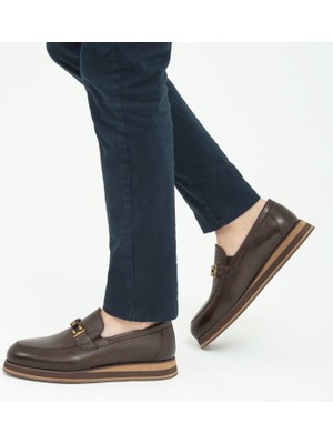 Tamer Tanca Erkek Deri Loafer Ayakkabı Kahverengi Düz Topuk Eva Taban ile Konfor 708 4503