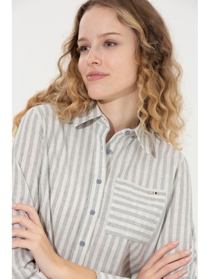 U.S. Polo Assn. Kadın Gri Desenli Gömlek 50254660-VR024