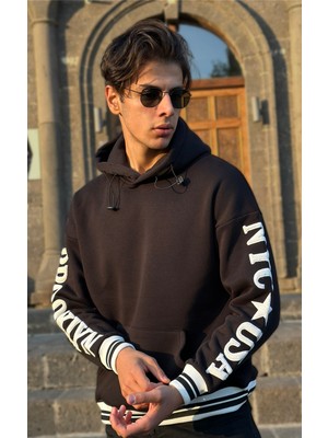 Miron Brooklyn Nakışlı Oversize Sweatshirt-Siyah