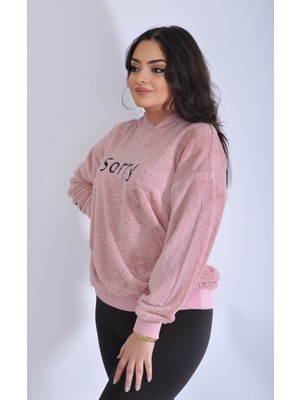 Kübra tekstil Kadın Peluş Sweatshirt Ince Yapılı Örme