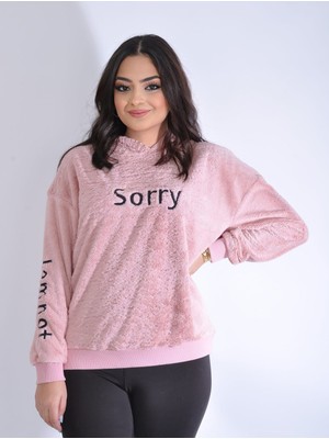 Kübra tekstil Kadın Peluş Sweatshirt Ince Yapılı Örme