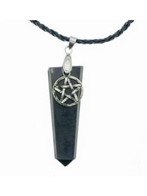 İndafel Hayat Pentagram Sembollü Şungit Kolye
