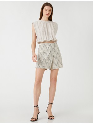 Koton Crop Bluz Vatkalı Kolsuz Beli Lastikli