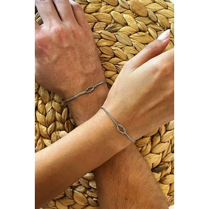 Vioma Aksesuar Unisex Çift Düğüm Bileklik(Gümüş-Gümüş)