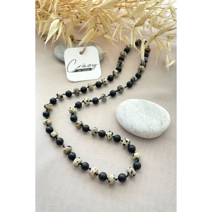 Crazy Takı Tasarım Dalmaçyalı Jasper & Mat Onix Doğal Taş Unisex Kolye