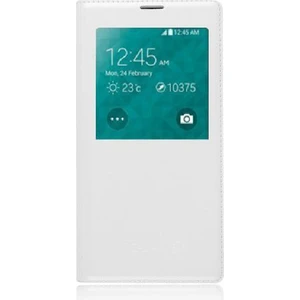 Samsung Galaxy S5 G900FQ S View Dikişli Deri Pencereli Kılıf Beyaz