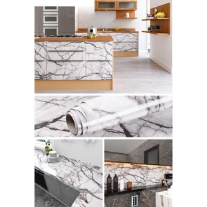 Kendinden Yapışkanlı Mermer Desenli Mutfak Banyo Tezgah Duvar ve Masa Kaplama (60CMX500CM)