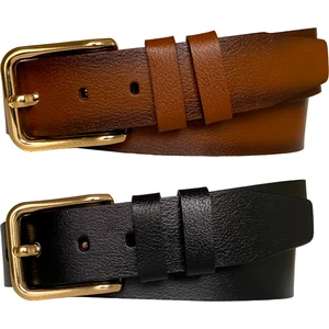 Goderi  Deri 2'li Set 4 cm Tek Parça Kadın Kot Kemeri Siyah, Tosado