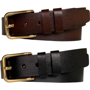 Goderi  Deri 2'li Set 4 cm Tek Parça Kadın Kot Kemeri Siyah, Koyu Kahverengi