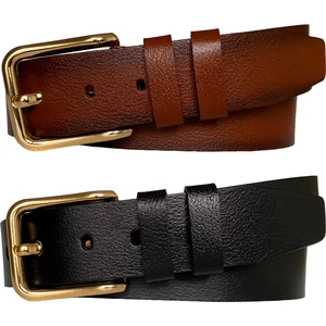 Goderi  Deri 2'li Set 4 cm Tek Parça Kadın Kot Kemeri Siyah, Kızıl Taba