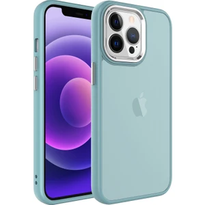 Apple Iphone 13 Pro Max Kılıf Metal Kamera Koruma Çerçeveli Buzlu May Silikon