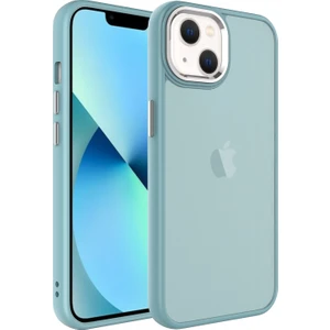Apple Iphone 14 Plus Kılıf Metal Kamera Koruma Çerçeveli Buzlu May Silikon