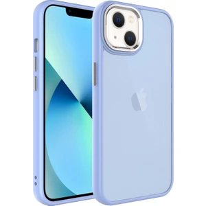 Apple Iphone 14 Plus Kılıf Metal Kamera Koruma Çerçeveli Buzlu May Silikon