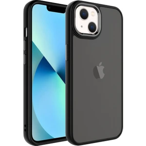 Apple Iphone 14 Plus Kılıf Metal Kamera Koruma Çerçeveli Buzlu May Silikon