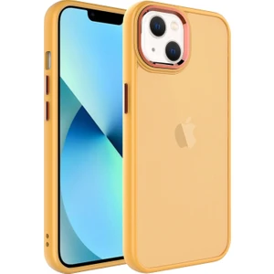 Apple Iphone 14 Kılıf Metal Kamera Koruma Çerçeveli Buzlu May Silikon