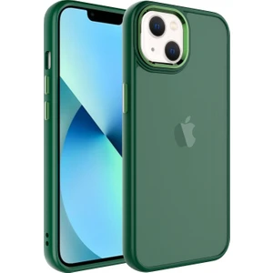 Apple Iphone 13 Kılıf Metal Kamera Koruma Çerçeveli Buzlu May Silikon