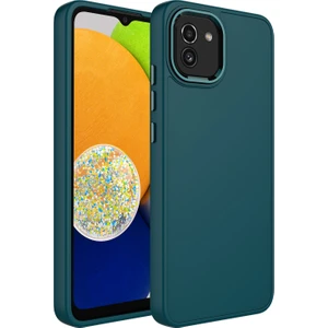 Samsung Galaxy A03 Kılıf Metal Kamera Koruma Çerçeveli Mat Luna Silikon