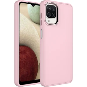 Samsung Galaxy A12 Kılıf Metal Kamera Koruma Çerçeveli Mat Luna Silikon