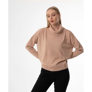 Joven Madre Degaje Yaka Oversize Basic Bej Bayan Kazak