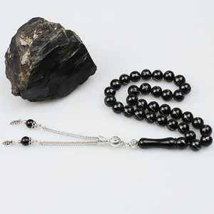 Tesbih Pasajı Gümüş Işleme Yuvarlak Kesim Orijinal Erzurum Oltu Taşı Te