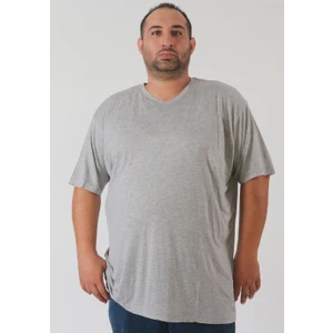 Rood Büyük Beden Unisex T-Shirt V-Yaka