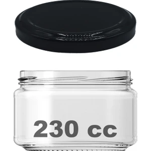 230 cc Kavanoz Metal Siyah Konserve Kapaklı 230 ml Şeffaf Cam Kavanoz 1 Adet