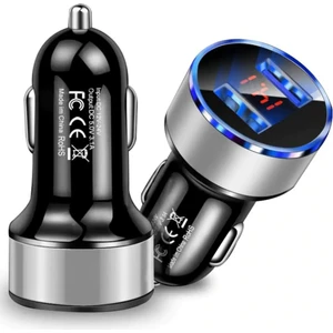 Mega Oto Market Çakmaklık Oto Araç Hızlı Şarj Aleti 3.1A USB Çift Girişli Siyah LED Ekranlı