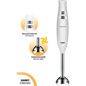 Handy 1500 Watt Paslanmaz Çelik 2 Bıçaklı Hız Ayarlı El Blender