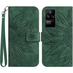 Lr Joyful Xiaomi İçin Poco F4 5G / Redmi K40S 5G HT04 Baskılı Ayçiçeği Stand Cüzdan Telefon Kılıfı Cilt Touch Pu Deri Anti Drop Kapak Kayış (Yurt Dışından)