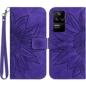 Lr Joyful Xiaomi İçin Poco F4 5G / Redmi K40S 5G HT04 Baskılı Ayçiçeği Stand Cüzdan Telefon Kılıfı Cilt Touch Pu Deri Anti Drop Kapak Kayış (Yurt Dışından)